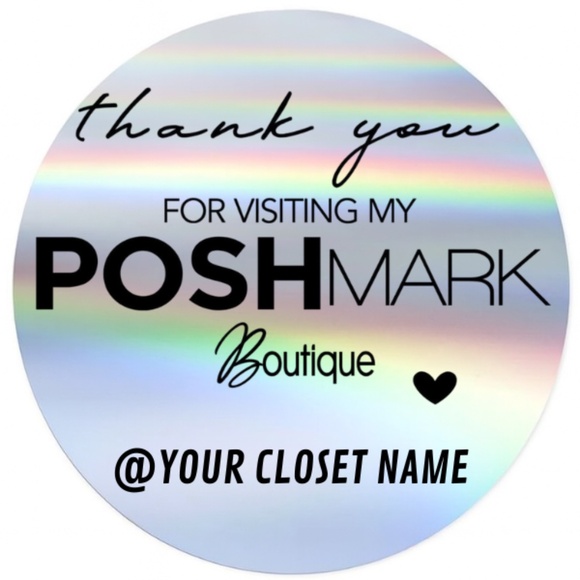 Personalized Holographic Poshmark Stickers – Add Your Closet Name! new - Picture 2 of 6
